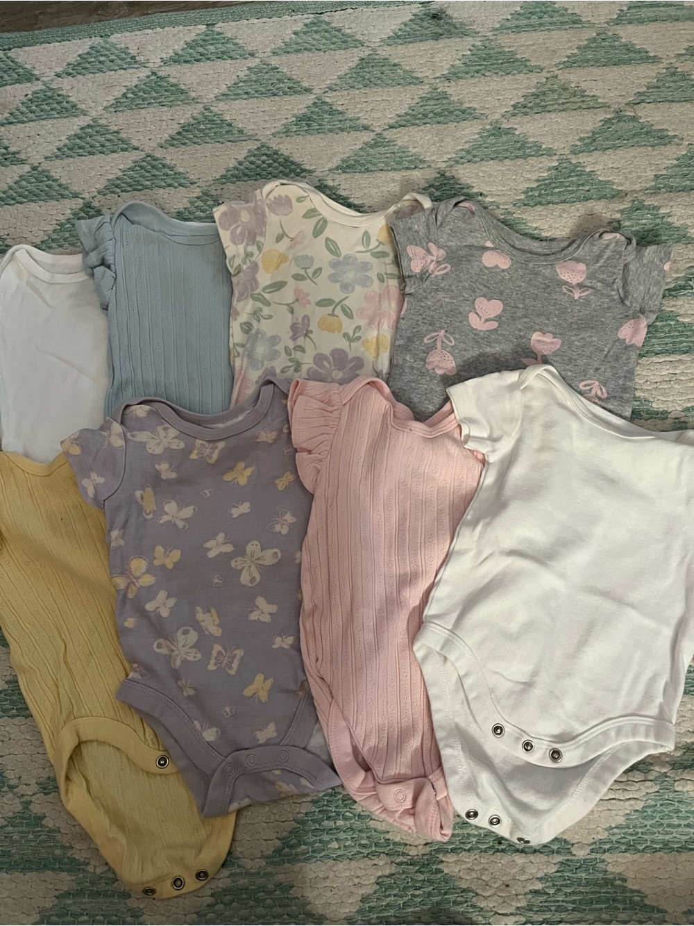 Baby Girls Mixed One-Piece Bodysuit Set - Pastel Floral, Pink, Gray, White